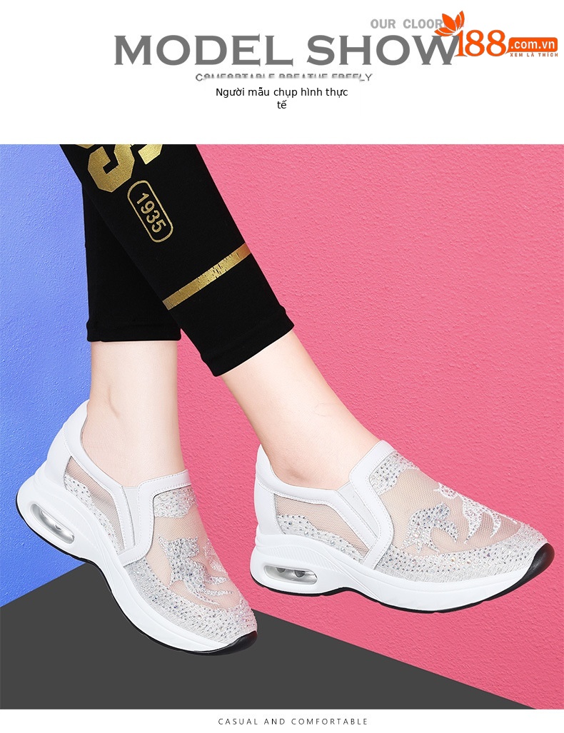 Giày sneaker nữ lưới thoáng khí đế dày phong cách thể thao đa năng — 9131 Màu đen, 9131 màu trắng chi tiết 11
