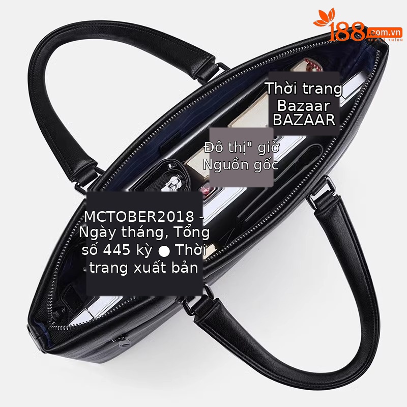 Cặp tài liệu nam Emperor Paul 15 inch đựng laptop, chất liệu PU chống mài mòn — Màu đen