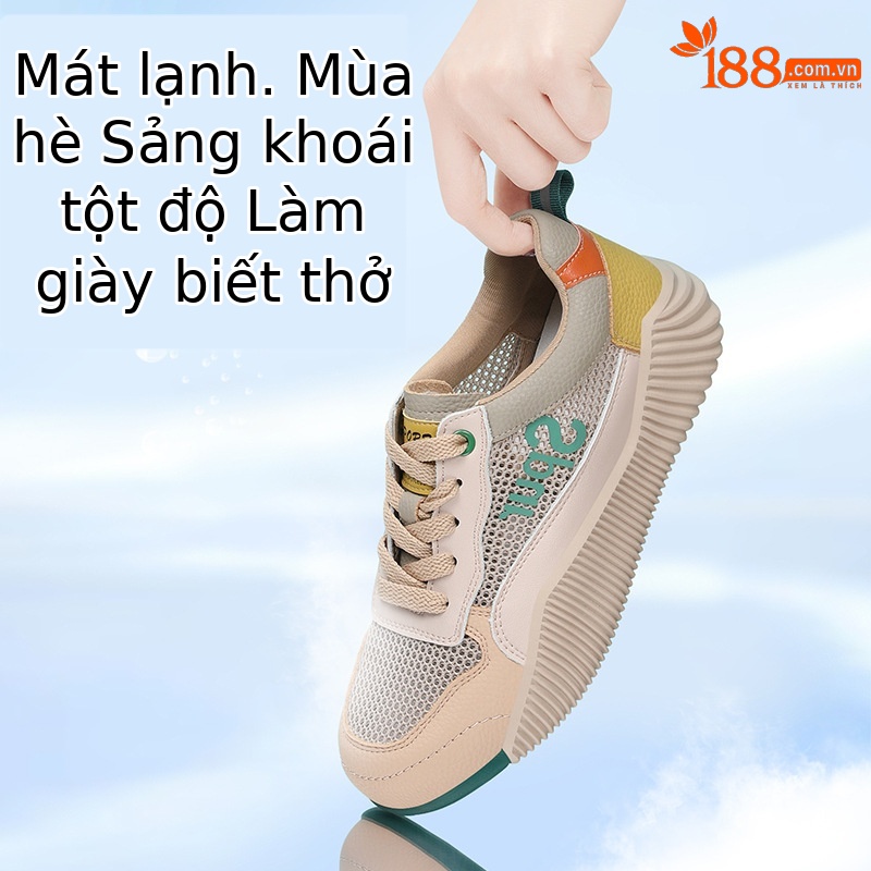 Giày sneaker nữ chạy bộ mesh thoáng khí đế mềm nhẹ — 11282-3 nâu (cổ thấp thoáng khí), 11282-2 nâu (một bên trong và bên dưới thấp), 11282-2 Màu vàng (một bên trong và bên dưới), 11282-3 Màu vàng (cổ thấp thoáng khí)