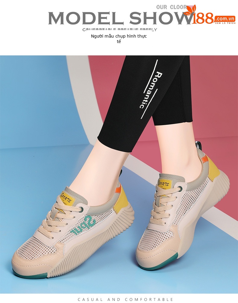 Giày sneaker nữ chạy bộ mesh thoáng khí đế mềm nhẹ — 11282-3 nâu (cổ thấp thoáng khí), 11282-2 nâu (một bên trong và bên dưới thấp), 11282-2 Màu vàng (một bên trong và bên dưới), 11282-3 Màu vàng (cổ thấp thoáng khí) chi tiết 25