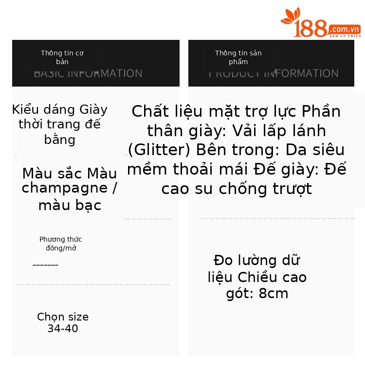 Giày cao gót nữ mũi nhọn nơ sequin gót nhọn CH8006-3 — Màu Sâm panh chi tiết 3