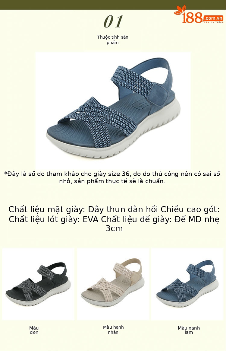 Dép sandal nữ thể thao nhẹ quai chữ V co giãn đế êm — Màu đen, Màu xanh ngọc, Màu mơ chi tiết 1