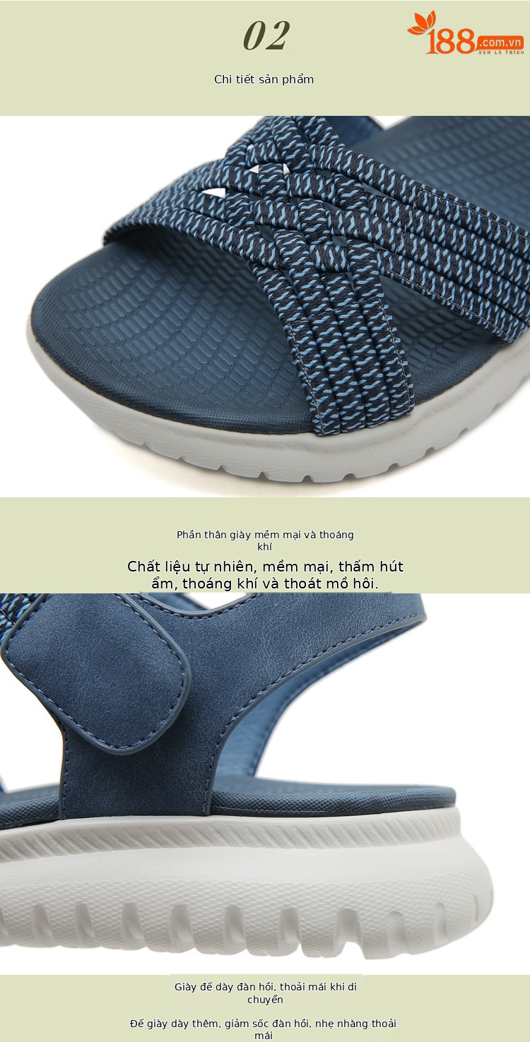 Dép sandal nữ thể thao nhẹ quai chữ V co giãn đế êm — Màu đen, Màu xanh ngọc, Màu mơ chi tiết 2