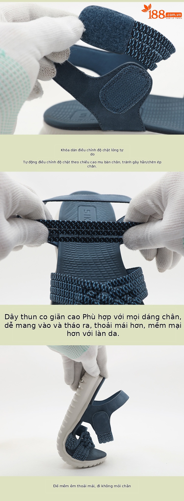 Dép sandal nữ thể thao nhẹ quai chữ V co giãn đế êm — Màu đen, Màu xanh ngọc, Màu mơ chi tiết 4