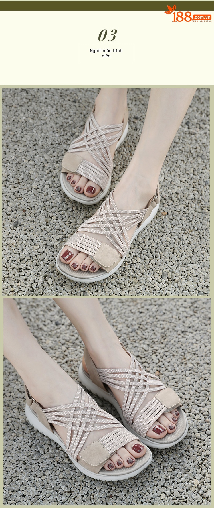 Dép sandal nữ thể thao quai chữ V co giãn, đế nhẹ êm, cỡ lớn — Màu đen, Màu xanh ngọc, Màu xanh lá, Màu mơ chi tiết 5