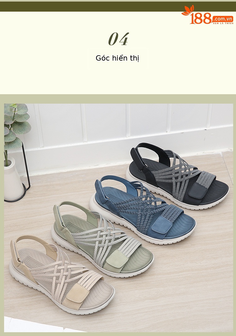 Dép sandal nữ thể thao quai chữ V co giãn, đế nhẹ êm, cỡ lớn — Màu đen, Màu xanh ngọc, Màu xanh lá, Màu mơ chi tiết 15