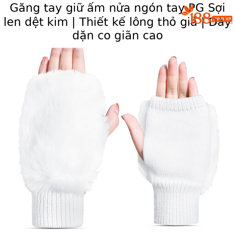 Găng tay nửa ngón golf PGM nữ giữ ấm lông thỏ giả đàn hồi cao — Một size