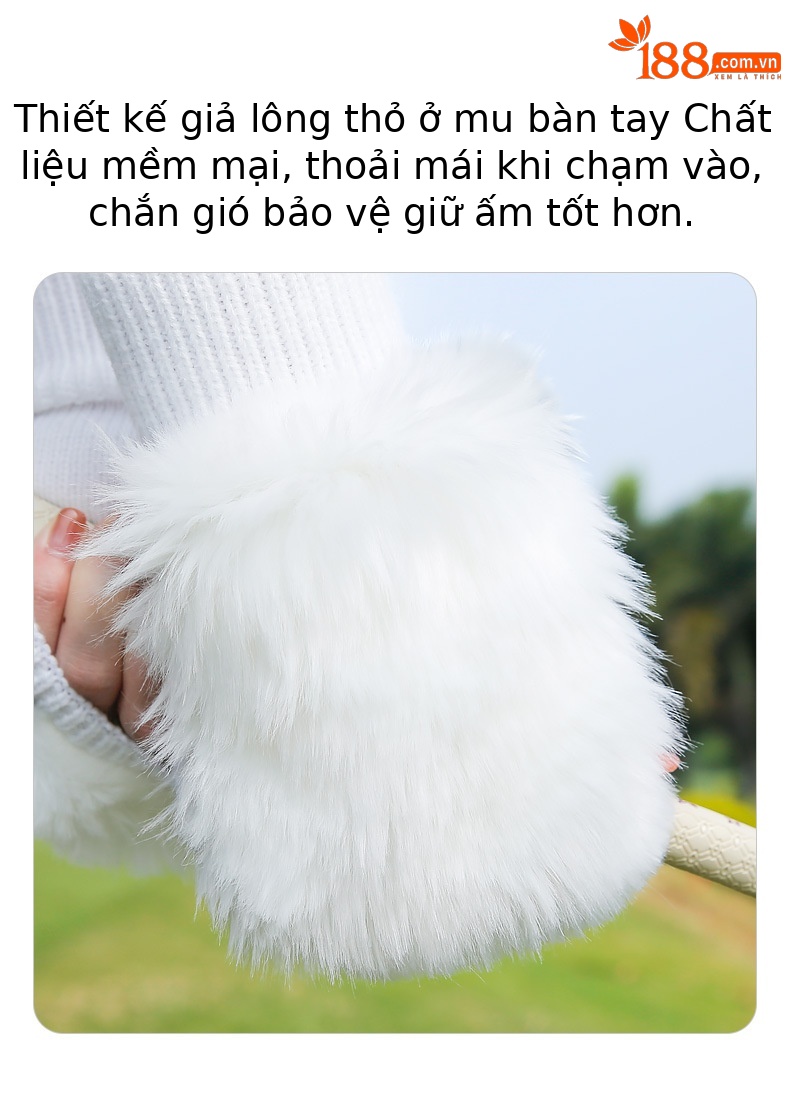 Găng tay nửa ngón golf PGM nữ giữ ấm lông thỏ giả đàn hồi cao — Một size chi tiết 3