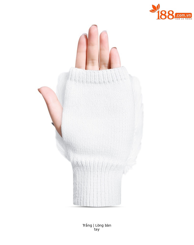 Găng tay nửa ngón golf PGM nữ giữ ấm lông thỏ giả đàn hồi cao — Một size chi tiết 13