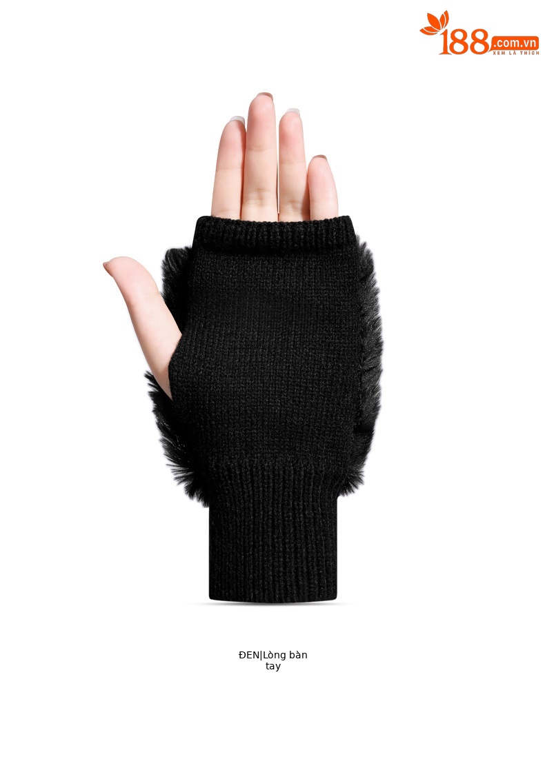 Găng tay nửa ngón golf PGM nữ giữ ấm lông thỏ giả đàn hồi cao — Một size chi tiết 15