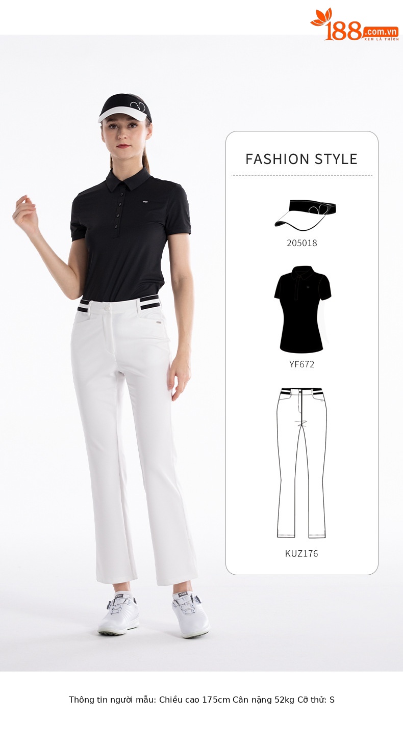 Quần golf nữ PGM ống loe co giãn đa năng xẻ nhỏ gấu — KUZ176 - Kaki chi tiết 3