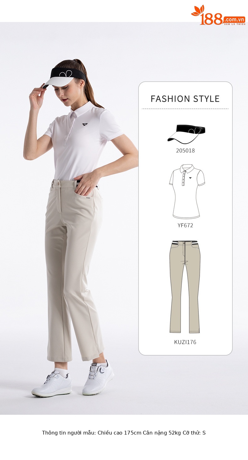Quần golf nữ PGM ống loe co giãn đa năng xẻ nhỏ gấu — KUZ176 - Kaki chi tiết 15