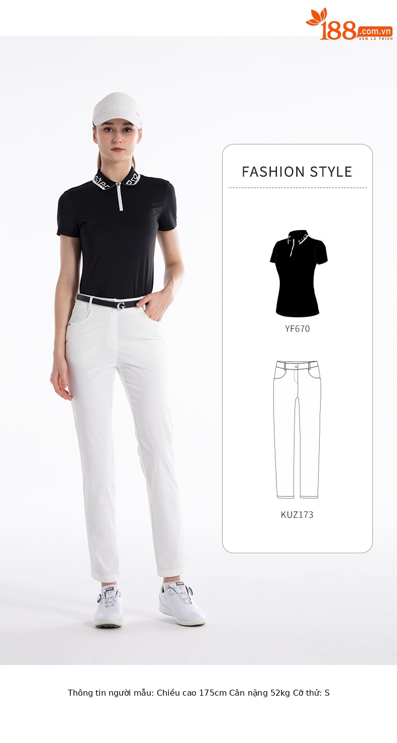 Quần golf nữ ống thẳng thể thao eo sau thiết kế Erzai — KUZ173-Đen, KUZ173-Màu xám, KUZ173-Trắng chi tiết 3