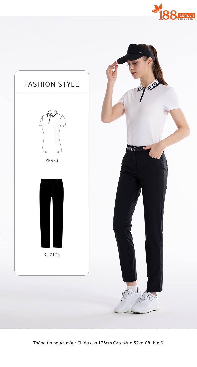 Quần golf nữ ống thẳng thể thao eo sau thiết kế Erzai — KUZ173-Đen, KUZ173-Màu xám, KUZ173-Trắng chi tiết 9