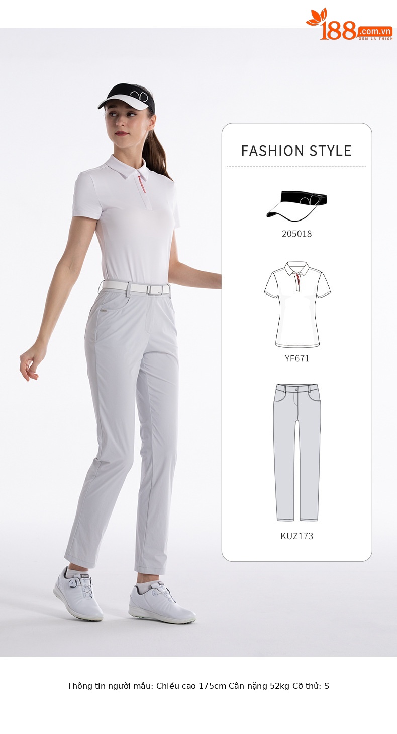 Quần golf nữ ống thẳng thể thao eo sau thiết kế Erzai — KUZ173-Đen, KUZ173-Màu xám, KUZ173-Trắng chi tiết 15