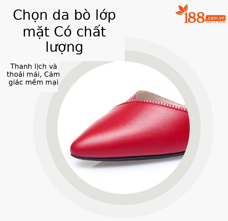 Sandal quai ngang da thật gót vuông mũi nhọn cho nữ, giày cao gót hở mũi kiểu dáng sang trọng — Màu be chi tiết 6