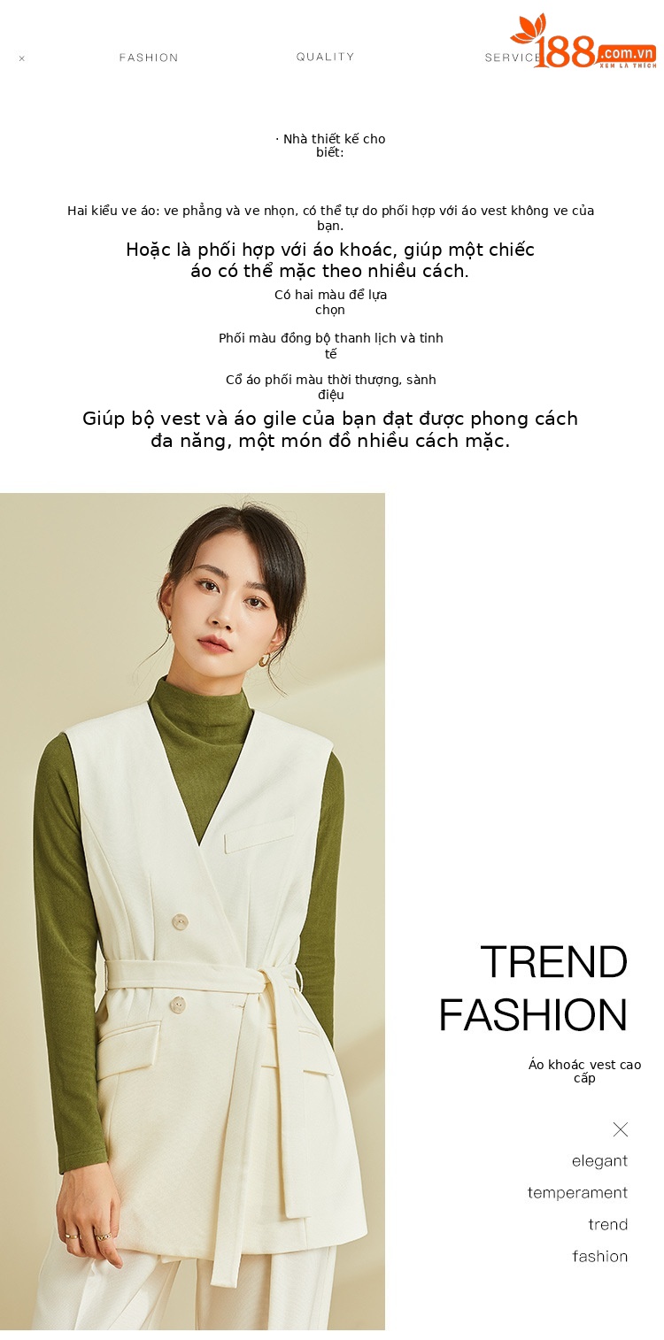 Áo vest gile nữ kiểu Pháp dáng rộng không tay — Màu đen (không bao gồm cổ áo) chi tiết 6