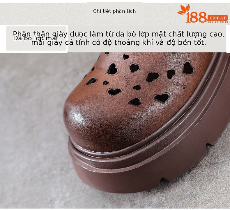 Boot Martin nữ cổ thấp da bò khóa kéo bên hông đế rỗng phong cách cổ điển — Màu nâu chi tiết 4