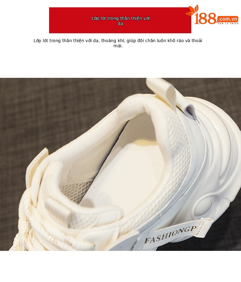 Giày sneaker nữ chunky đế dày tăng chiều cao, lưới thoáng khí, mẫu mới xuân 2025 — M2559 màu be, M2559 màu hồng, M2559 màu đen chi tiết 8