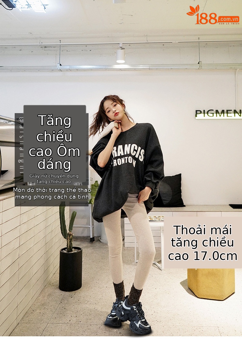 Giày sneaker nữ chunky đế dày tăng chiều cao, lưới thoáng khí, mẫu mới xuân 2025 — M2559 màu be, M2559 màu hồng, M2559 màu đen chi tiết 1