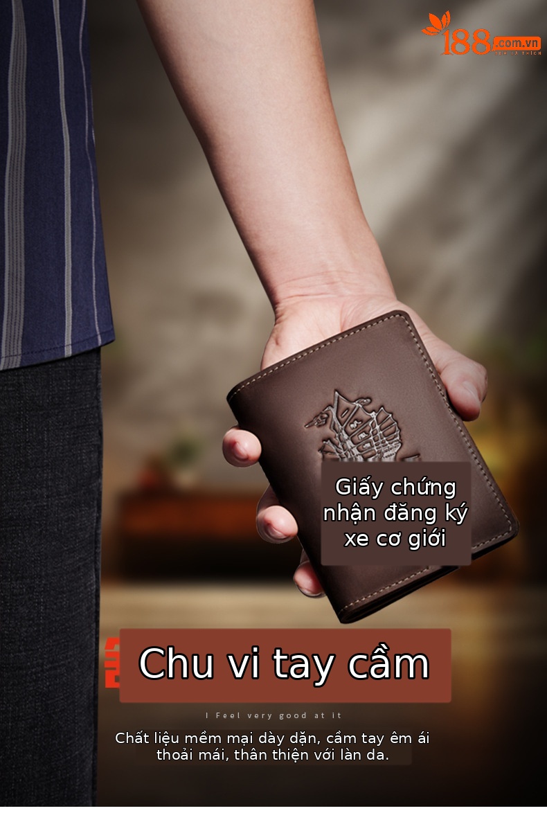 Ví da bò thật nam 7 ngăn thẻ đựng bằng lái xe Emperor Paul chi tiết 4
