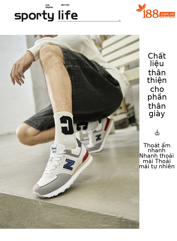 Giày sneaker chạy bộ nữ mesh thoáng khí phong cách cổ điển — 574 xanh hải quân chi tiết 6