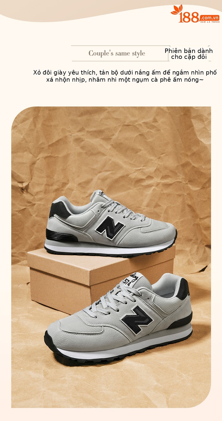 Giày sneaker nam phong cách Balance 574 lưới thoáng mát đế êm — 574-2 màu xám chi tiết 6
