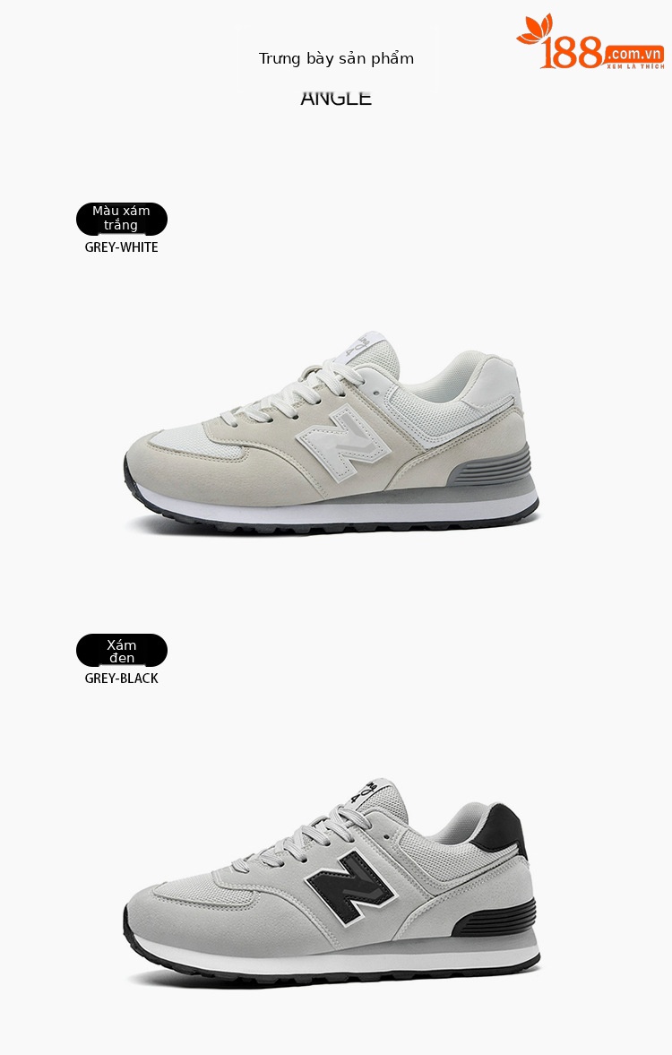 Giày sneaker nam phong cách Balance 574 lưới thoáng mát đế êm — 574-2 màu xám chi tiết 19