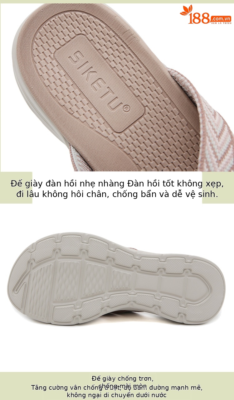 Dép sandal nữ mùa hè đế dày phong cách thể thao nhẹ nhàng co giãn size lớn — Màu đen, Màu hồng, Màu mơ chi tiết 3