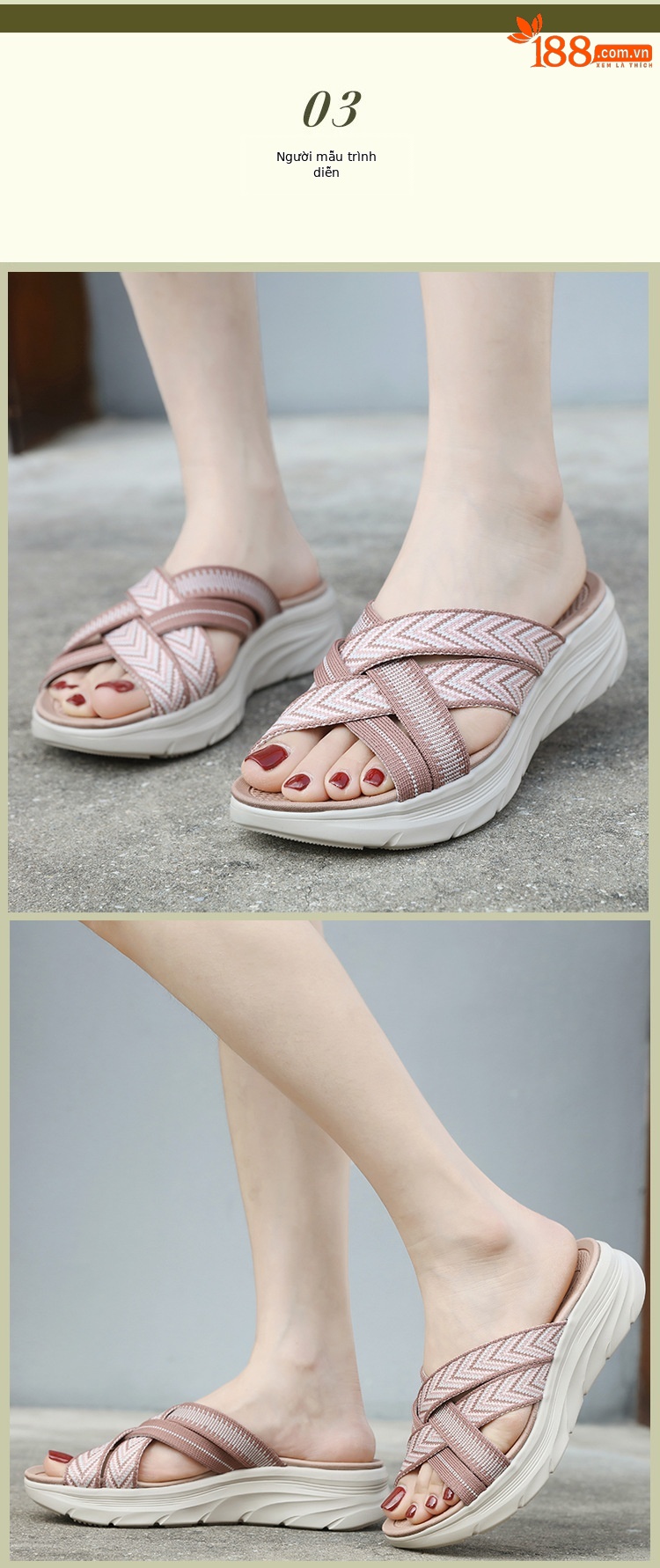 Dép sandal nữ mùa hè đế dày phong cách thể thao nhẹ nhàng co giãn size lớn — Màu đen, Màu hồng, Màu mơ chi tiết 5