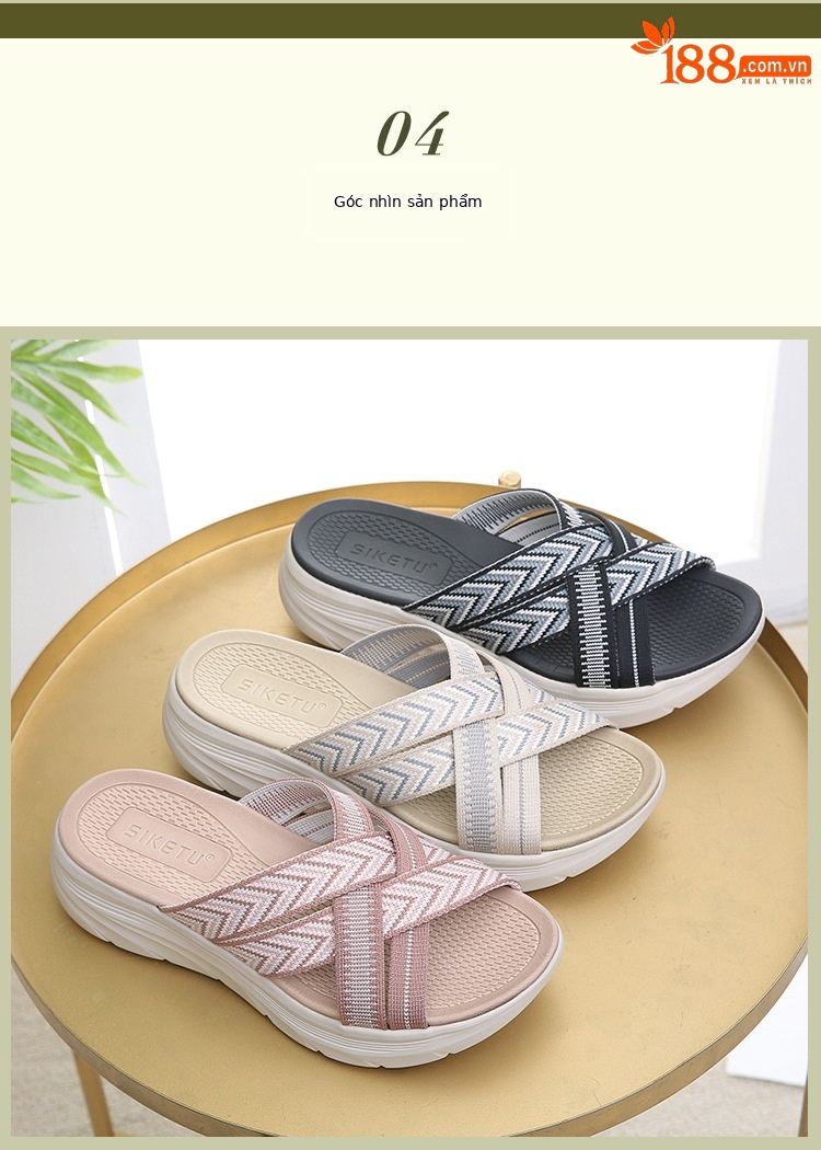 Dép sandal nữ mùa hè đế dày phong cách thể thao nhẹ nhàng co giãn size lớn — Màu đen, Màu hồng, Màu mơ chi tiết 13