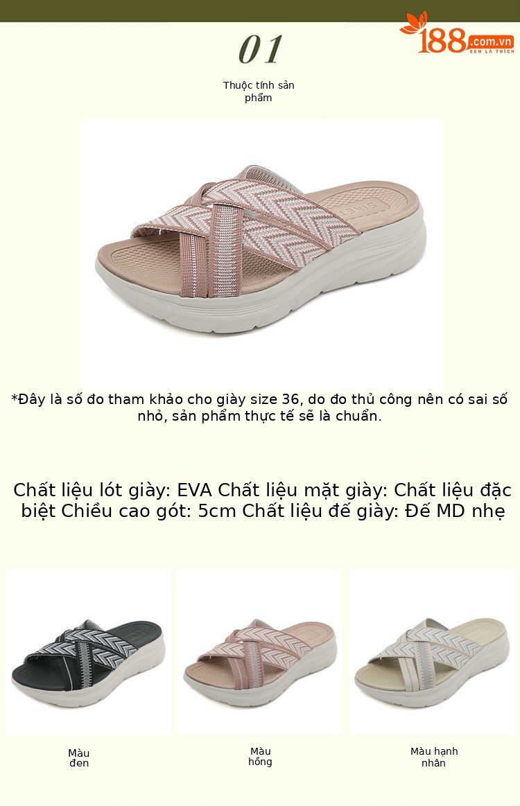 Dép sandal nữ mùa hè đế dày phong cách thể thao nhẹ nhàng co giãn size lớn — Màu đen, Màu hồng, Màu mơ chi tiết 1