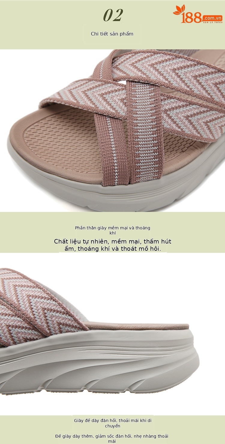 Dép sandal nữ mùa hè đế dày phong cách thể thao nhẹ nhàng co giãn size lớn — Màu đen, Màu hồng, Màu mơ chi tiết 2