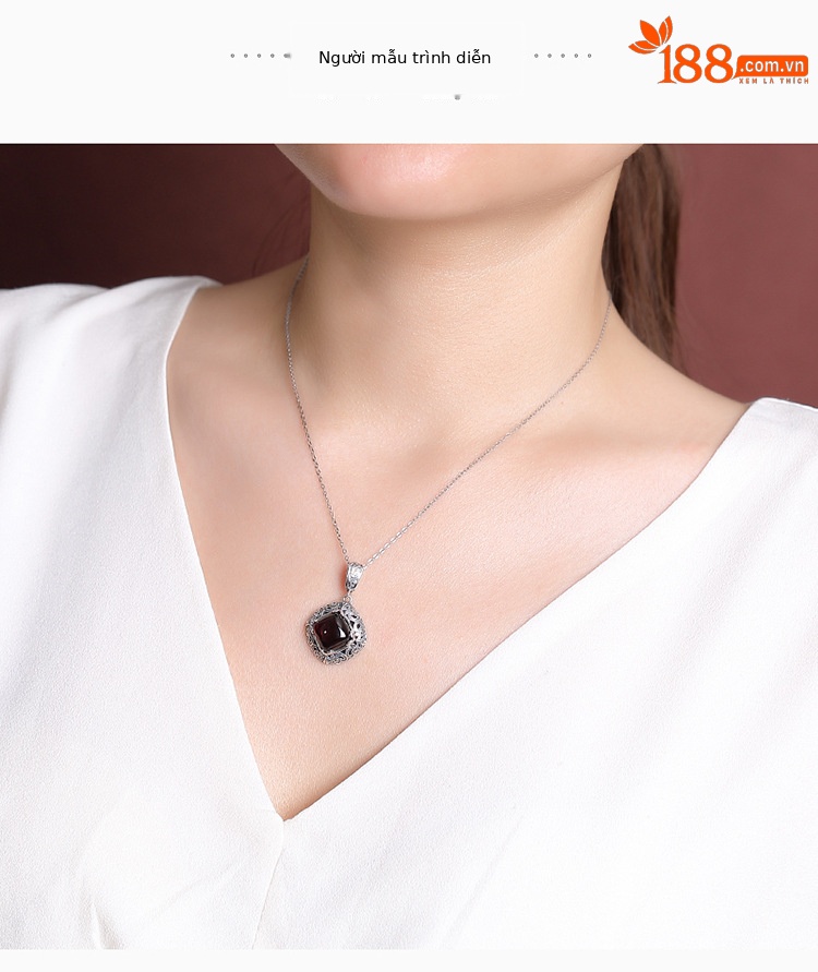 Mặt dây chuyền bạc S925 hình hươu chạm khắc rỗng, phong cách cổ điển, đính đá hổ phách — Mặt Dây chuyền đơn (không có dây chuyền) chi tiết 3