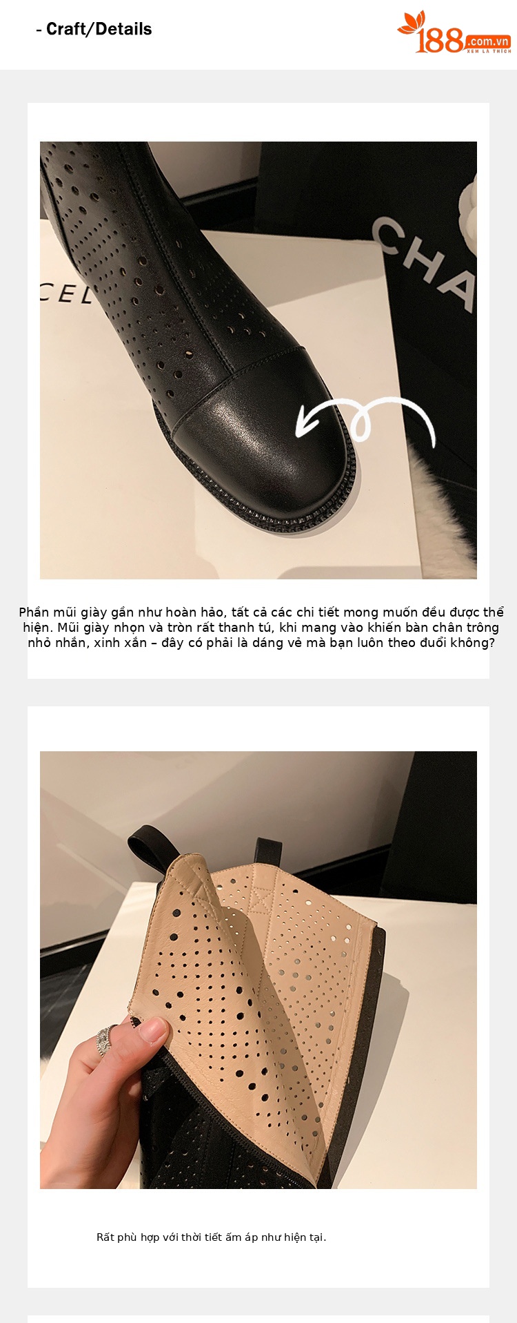 Boot nữ cổ cao rỗng dạng lưới, phong cách thể thao, ống cao thoáng khí — Màu đen chi tiết 5