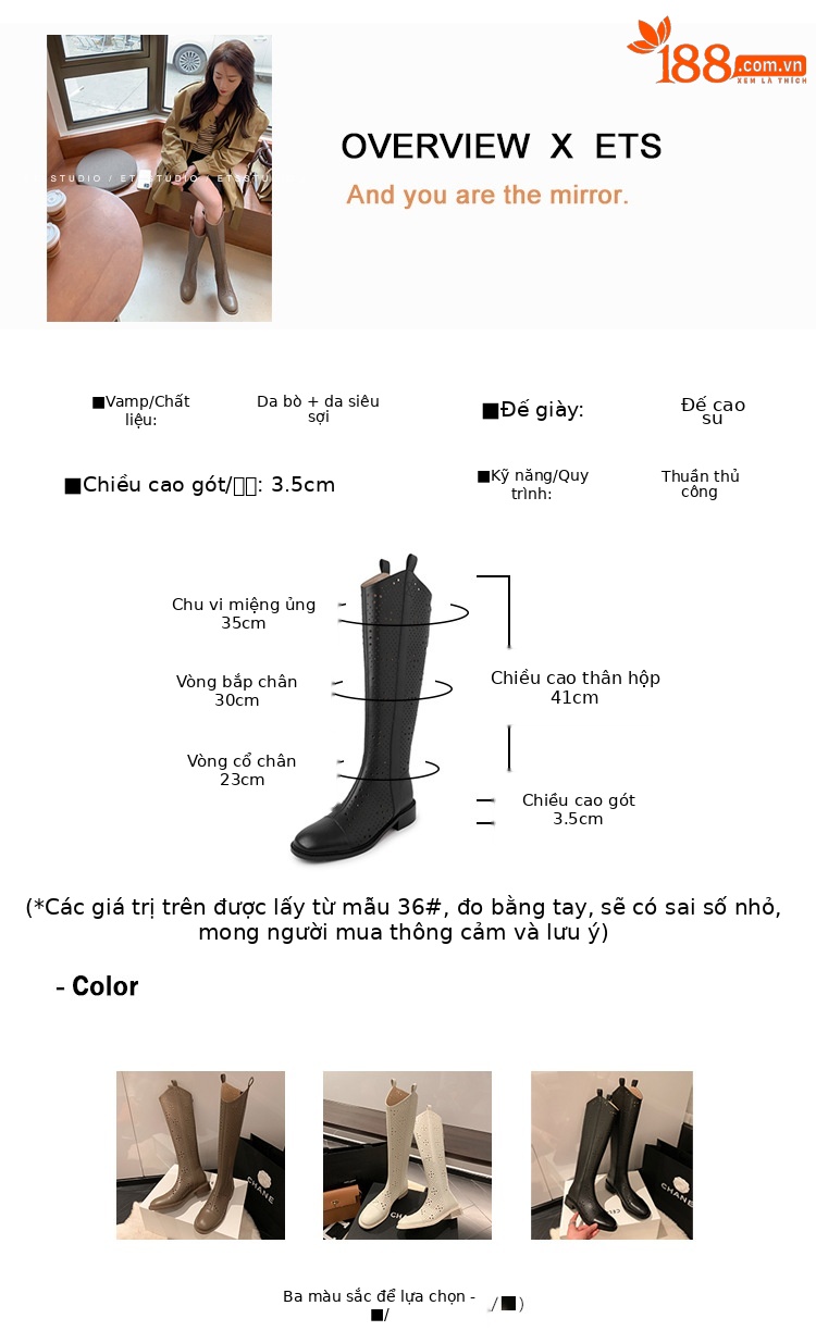 Boot nữ cổ cao rỗng dạng lưới, phong cách thể thao, ống cao thoáng khí — Màu đen chi tiết 4
