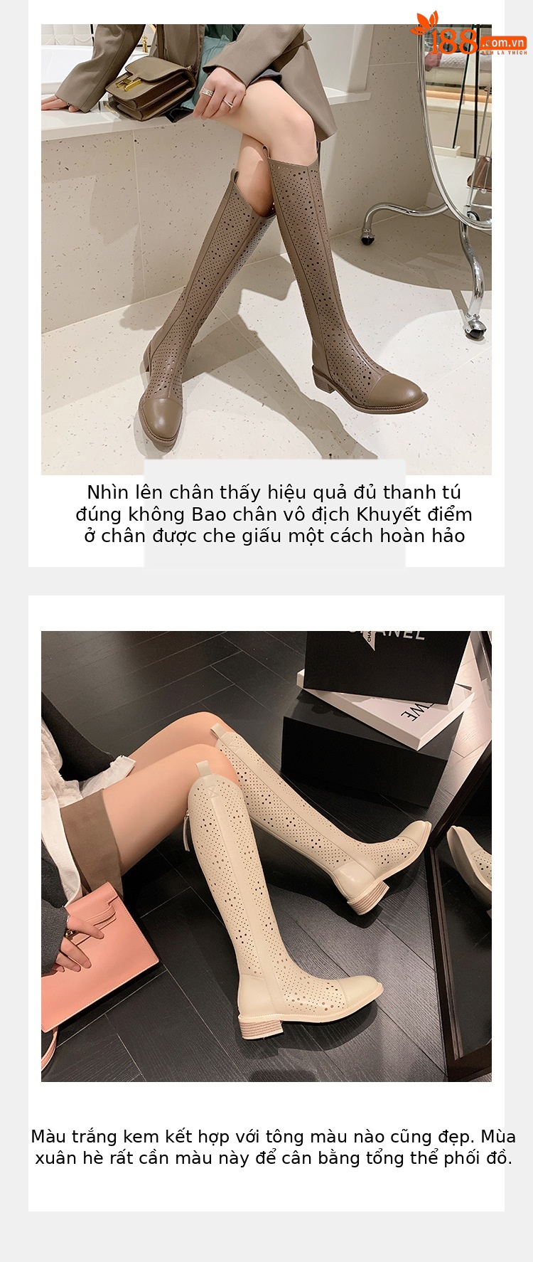 Boot nữ cổ cao rỗng dạng lưới, phong cách thể thao, ống cao thoáng khí — Màu đen chi tiết 17