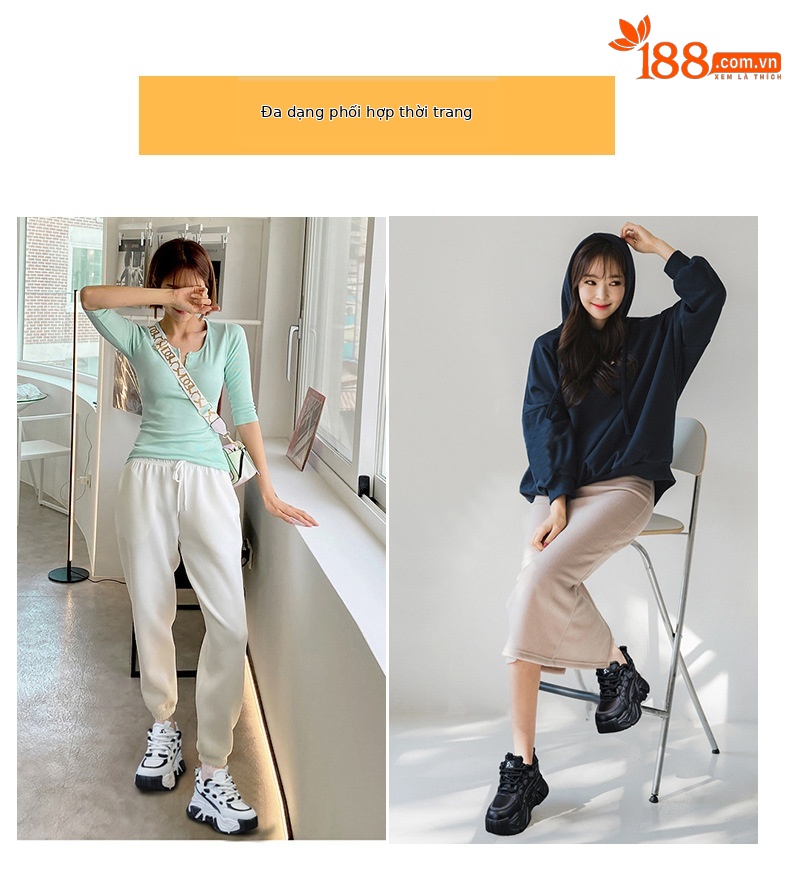 Giày sneaker nữ đế xuồng tăng chiều cao, dáng chunky đế dày thoáng khí, phối màu đa dạng — M2516-2 đen trong suốt lưới, M2516 kaki một lớp bên trong, M2516-1 trắng be lót nhung, M2516-1 màu đen lót nhung chi tiết 27
