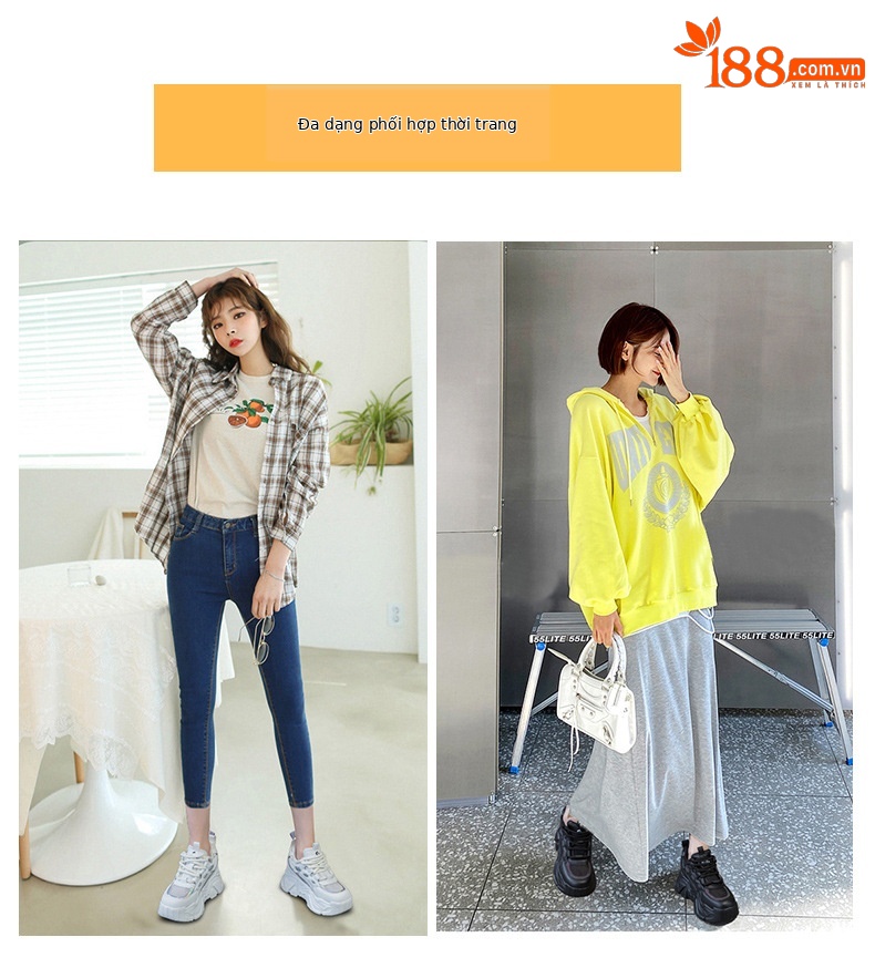 Giày sneaker nữ đế xuồng tăng chiều cao, dáng chunky đế dày thoáng khí, phối màu đa dạng — M2516-2 đen trong suốt lưới, M2516 kaki một lớp bên trong, M2516-1 trắng be lót nhung, M2516-1 màu đen lót nhung chi tiết 39