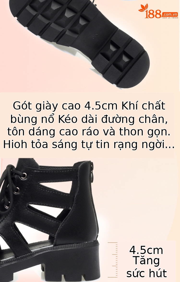 Boot Martin đục lỗ da thật cổ thấp gót thô đế dày — Màu be chi tiết 7