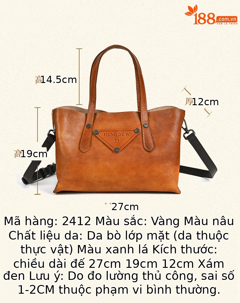 Túi đeo chéo da thật nữ phong cách cổ điển, đa năng xách tay — Xanh lá cổ điển, Vàng cổ điển, Xám cổ điển, Nâu cổ điển chi tiết 3