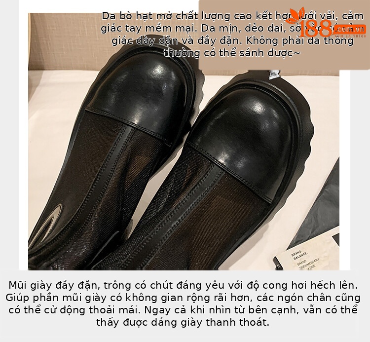 Boot ngắn nữ da bò mũi tròn đế dày thoáng khí khóa kéo sau — Màu đen, Màu mơ chi tiết 34
