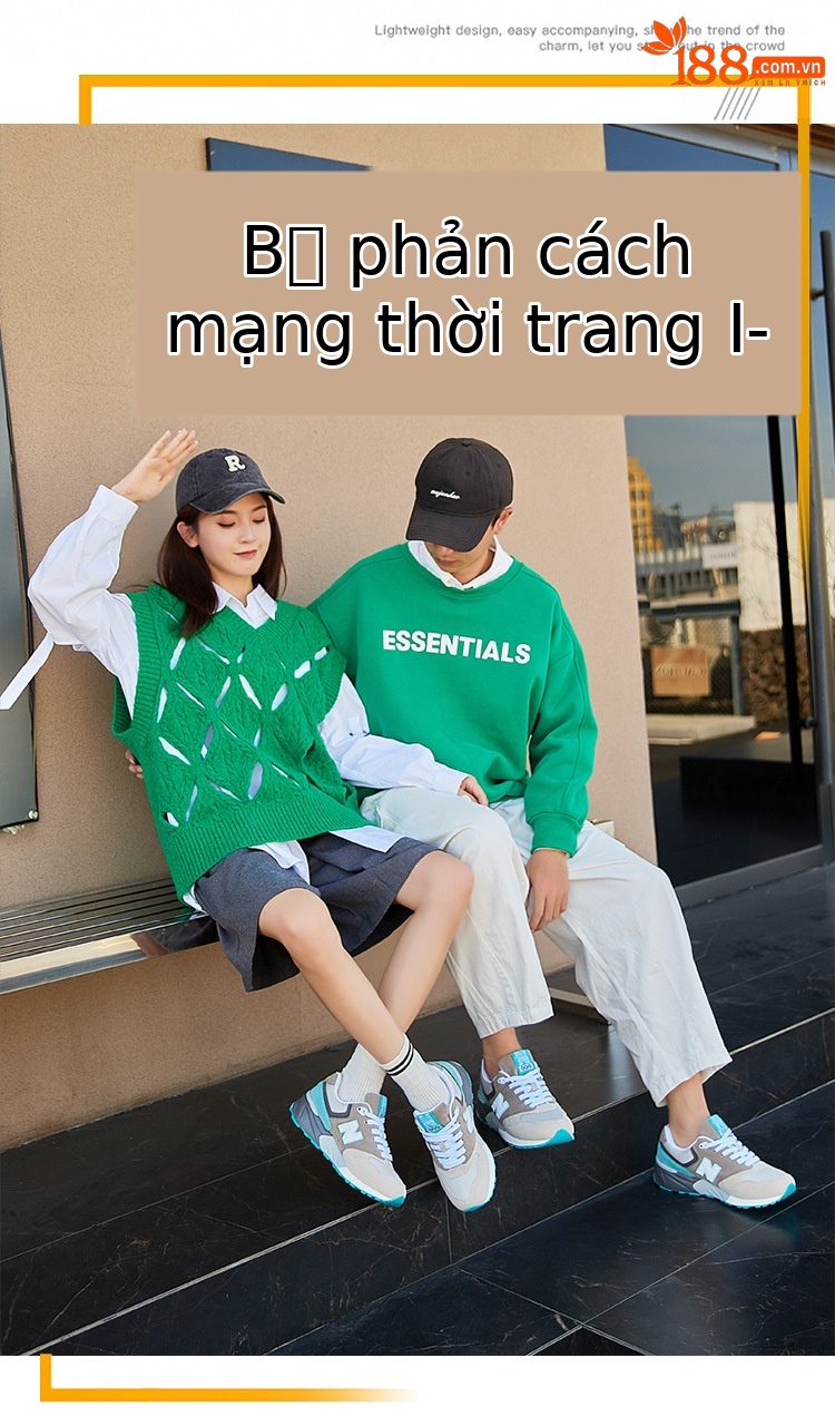 Giày sneaker nữ đế dày phong cách cổ điển, thoáng khí, phù hợp mùa hè — 999 hoa anh đào xanh chi tiết 3