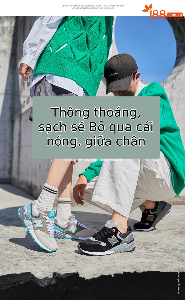 Giày sneaker nữ đế dày phong cách cổ điển, thoáng khí, phù hợp mùa hè — 999 hoa anh đào xanh chi tiết 6