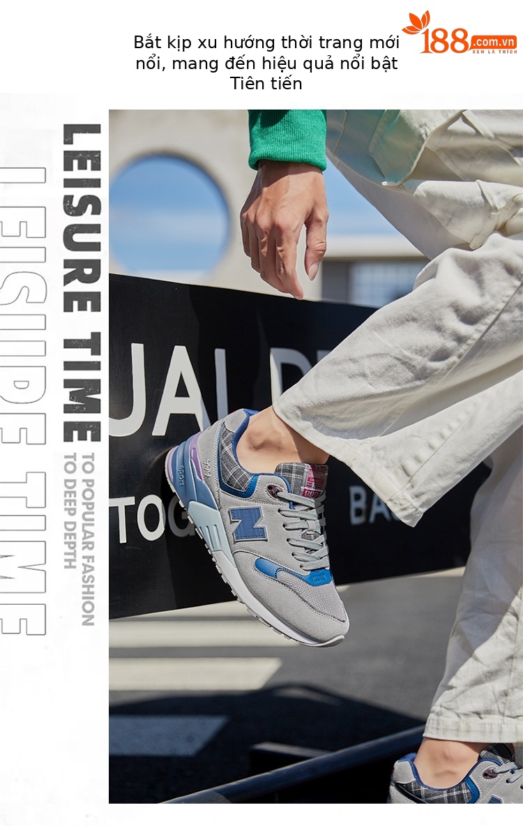 Giày sneaker nữ đế dày phong cách cổ điển, thoáng khí, phù hợp mùa hè — 999 hoa anh đào xanh chi tiết 8