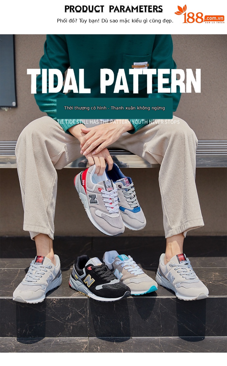Giày sneaker nữ đế dày phong cách cổ điển, thoáng khí, phù hợp mùa hè — 999 hoa anh đào xanh chi tiết 11