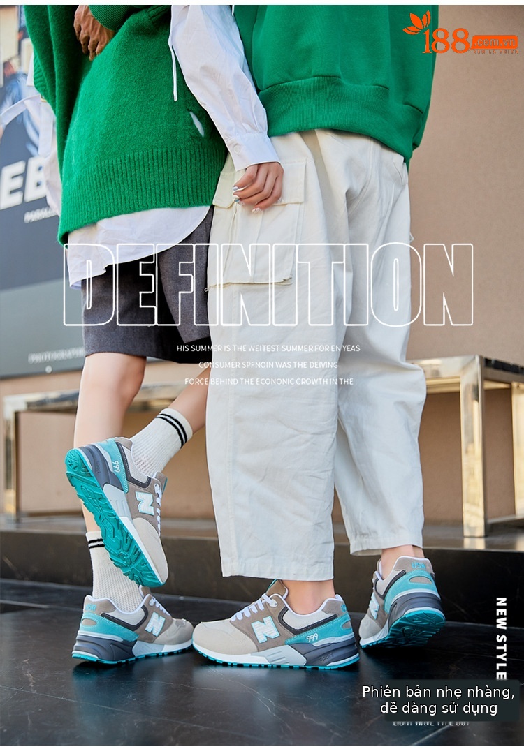 Giày sneaker nữ đế dày phong cách cổ điển, thoáng khí, phù hợp mùa hè — 999 hoa anh đào xanh chi tiết 15