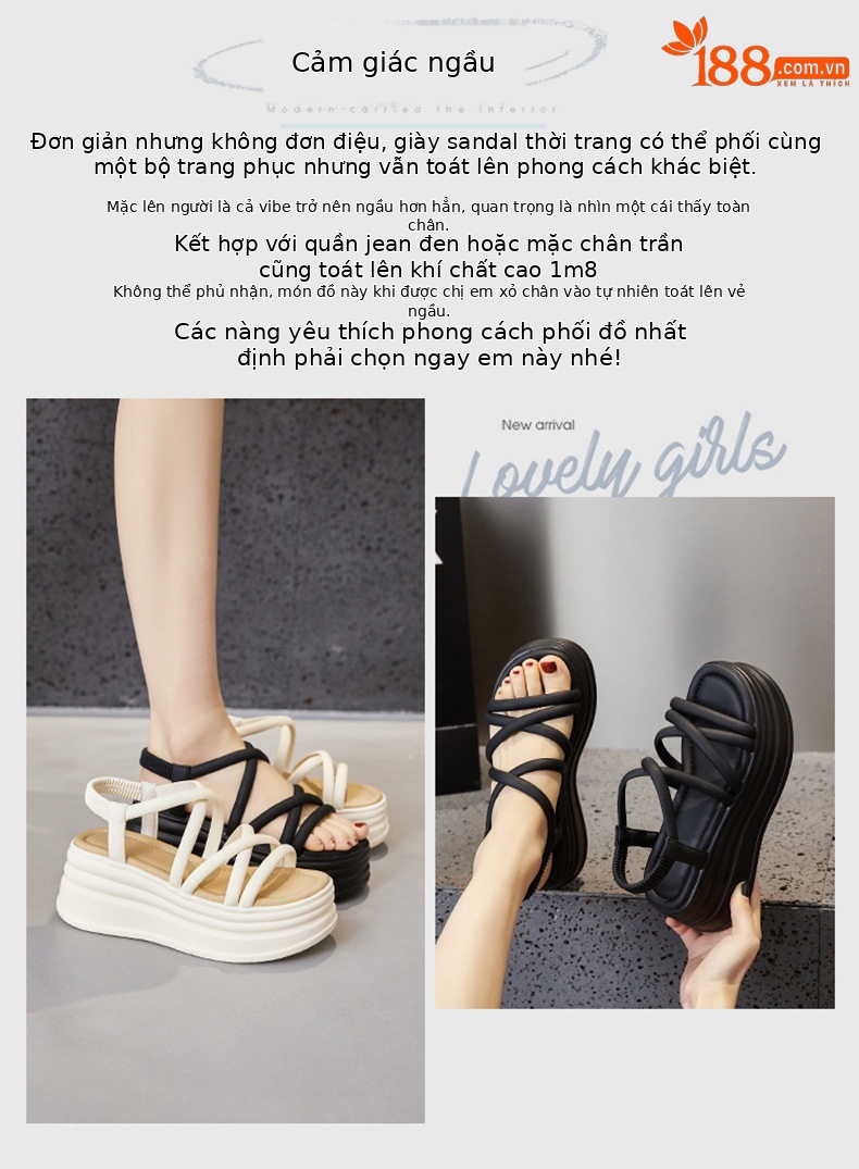 Sandal xỏ ngón nữ đế bệt chống trượt mùa hè — Đen, Len nguyên chất chi tiết 3