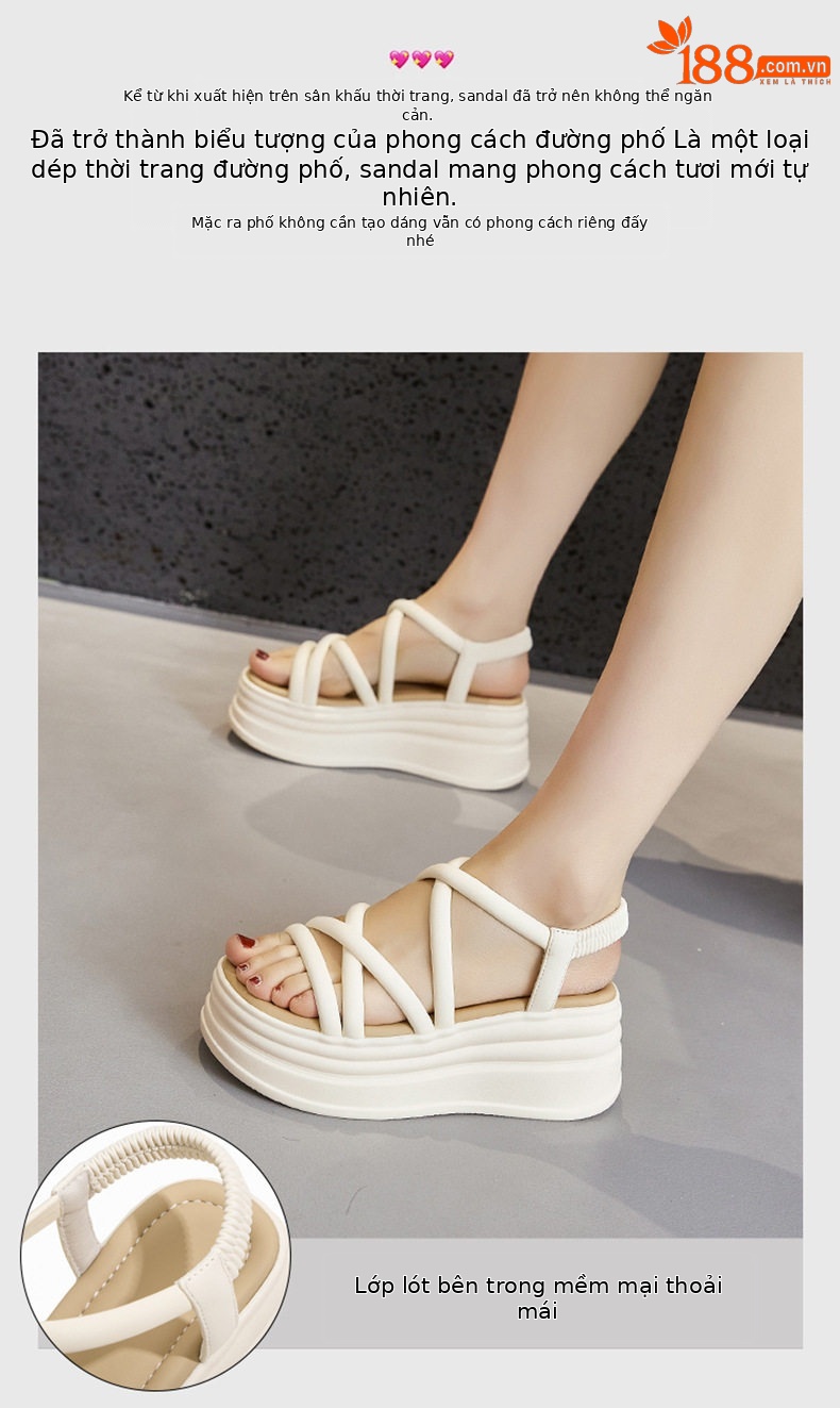 Sandal xỏ ngón nữ đế bệt chống trượt mùa hè — Đen, Len nguyên chất chi tiết 4