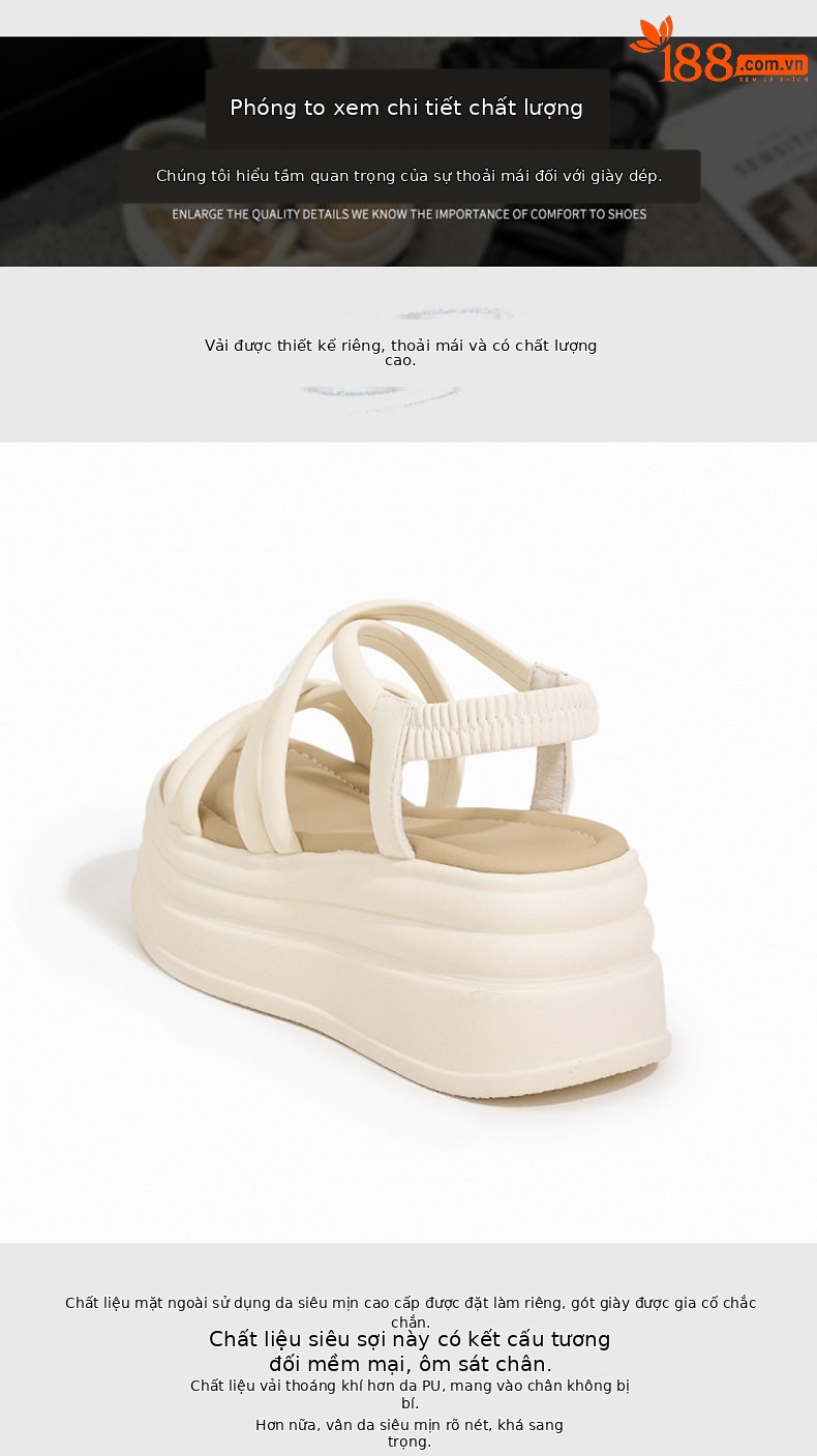 Sandal xỏ ngón nữ đế bệt chống trượt mùa hè — Đen, Len nguyên chất chi tiết 5